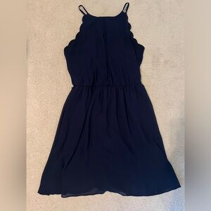 BCX Women's Navy Spaghetti Strap Short Baby Doll Party Dress